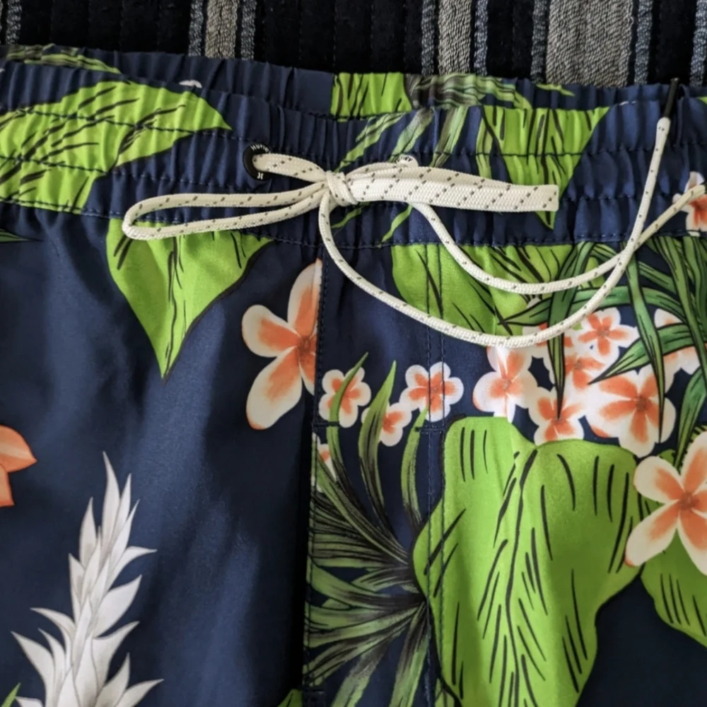 Hurley '47 Brand Detroit Tigers Blue Hawaiian Swim Trunks 3 Pocket 17 in 032026 - Picture 3 of 10